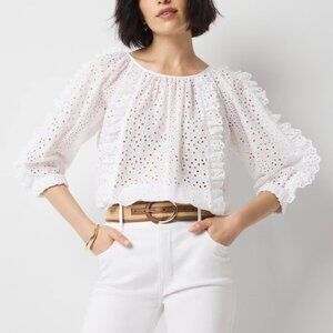 nwt WHITE HOUSE BLACK MARKET eyelet poplin top blouse